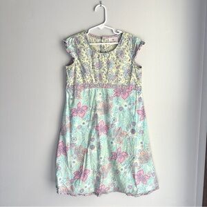Vintage Hanna Andersson Floral Kids Dress in Pink and Green